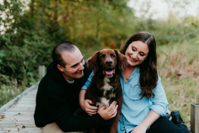 Engagement photos with dog, Pike Lake, Hartford WI 