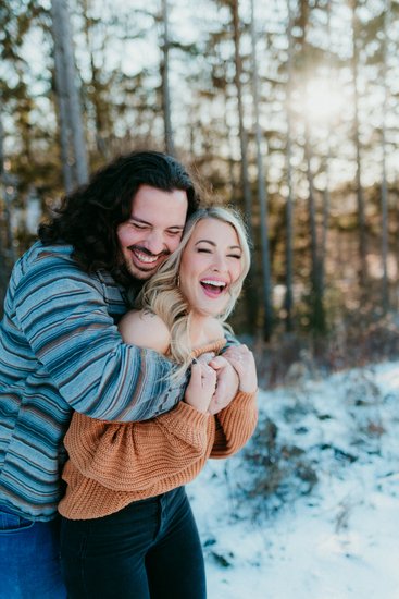 Fun winter engagement session in Hubertus, WI 