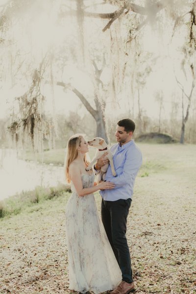 Engagement photos with dog