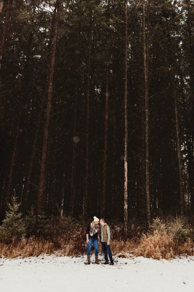 Winter engagement session in the Wisconsin woods