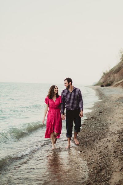 Lake Michigan beach engagement session in Grafton WI 