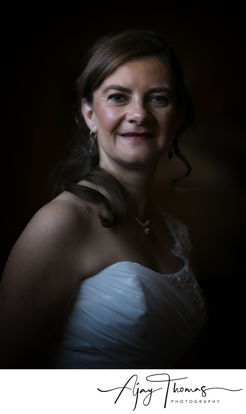 Window Light Portrait of Bride on Wedding Day