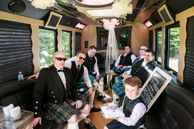 Guys on Party Bus at Wedding
