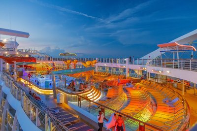 Cruise ship pool deck Night view 