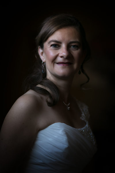 Window Light Portrait of Bride on Wedding Day