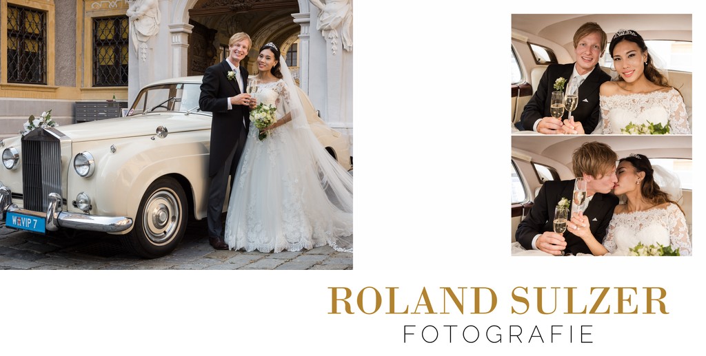 Brautpaar mir Rolls-Royce in der Wachau