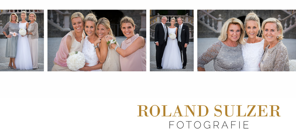 Kleine Gruppenfotos bei der Hochzeit im Schloss Hellbrunn