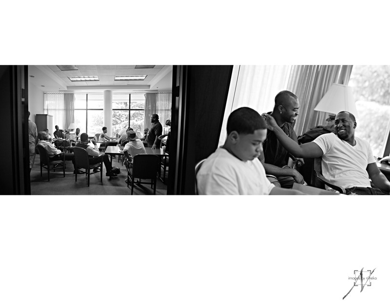 Grooms getting ready at the Carter Center