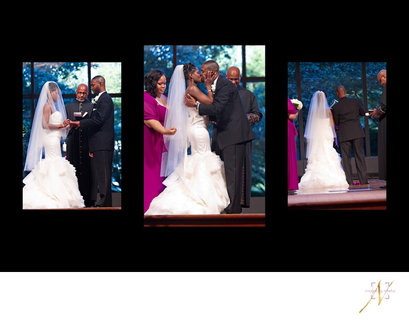 First Kiss during wedding at the Carter Center