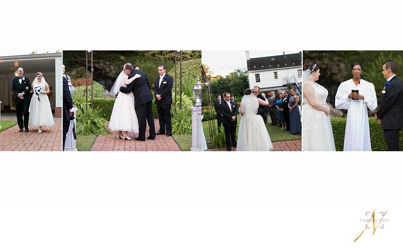 Bride walking down the aisle at Little Gardens