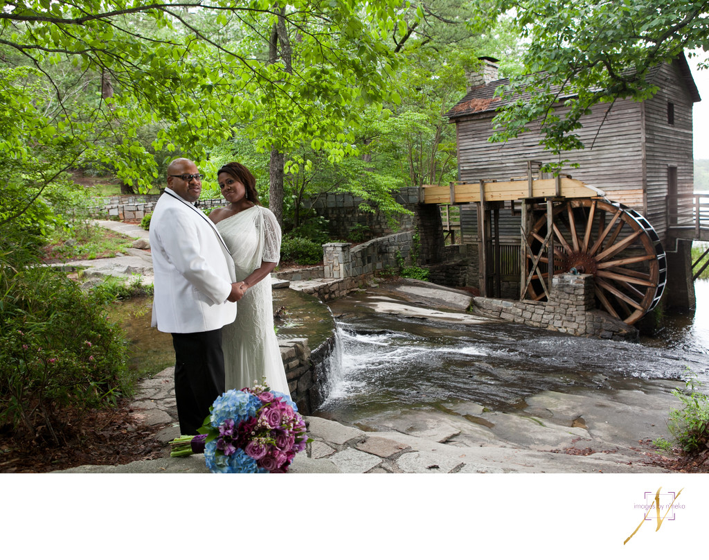 Bride and Groom at Stone Mountain Grist Mill