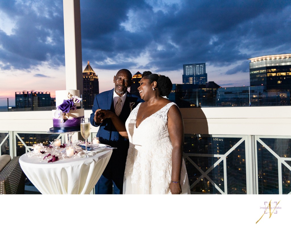 Atlanta Skyline Wedding Portrait