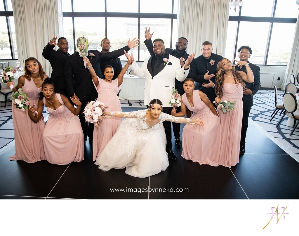 fun wedding party photo