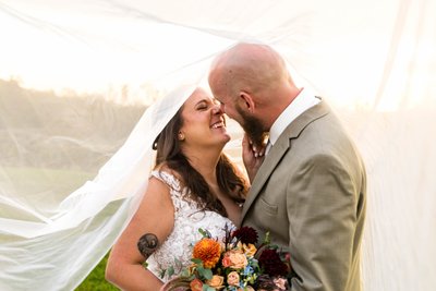 Candid wedding couple