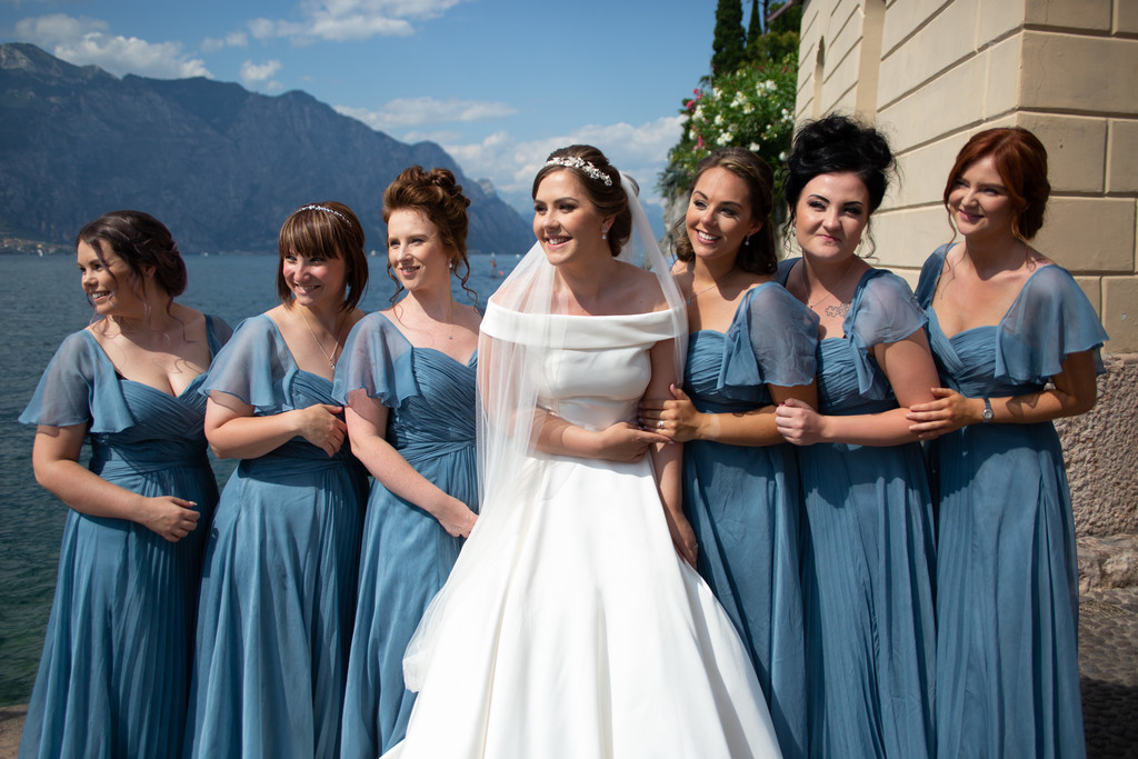 Roxanne and Anthony Bridal Party in Italy Lake Garda