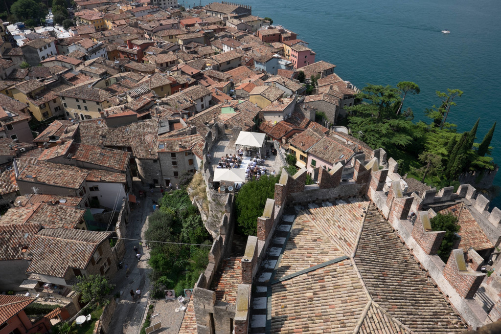 Panoramic view of malcesine Castle wedding terrace