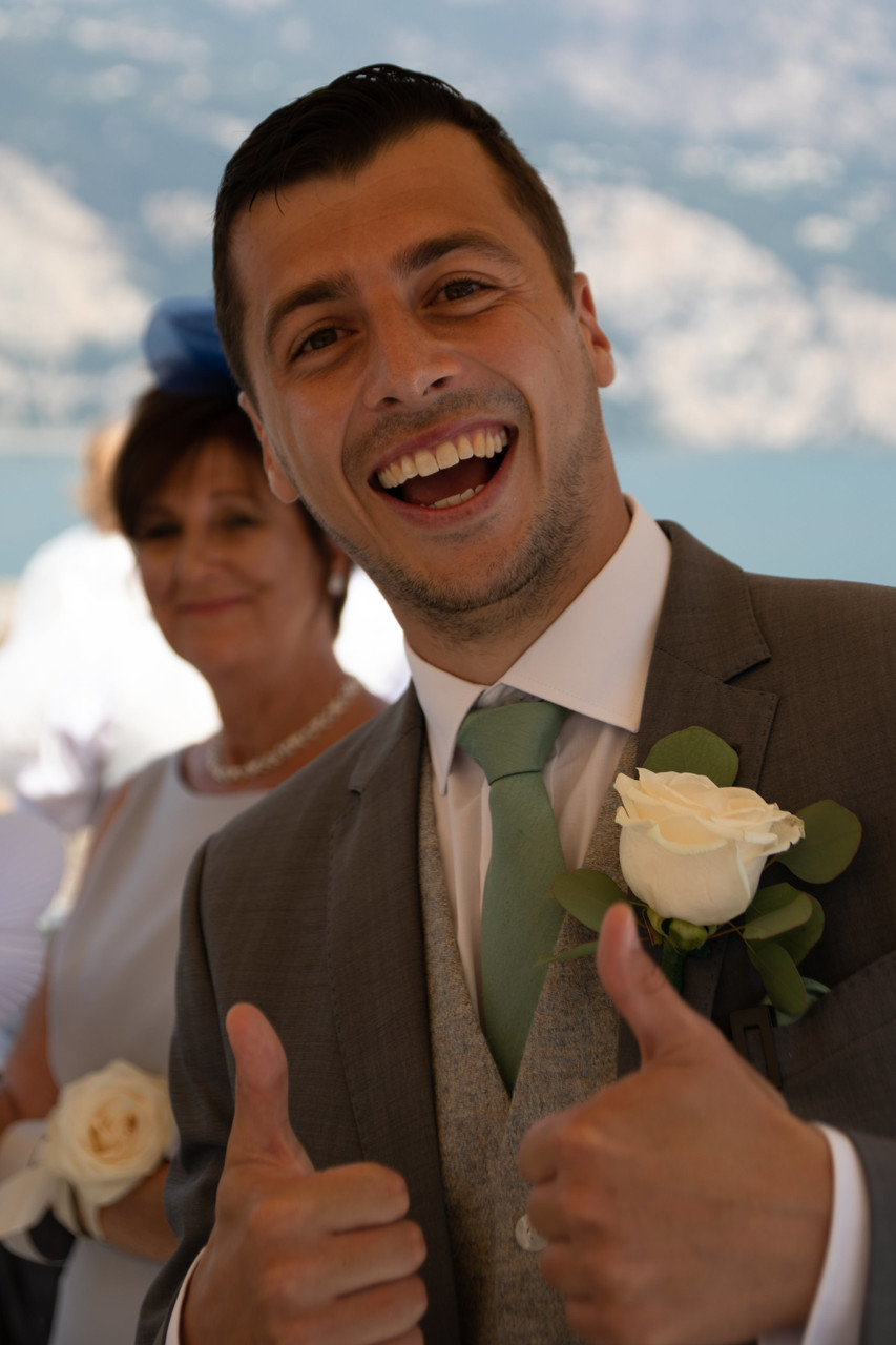Francesco, excited to see his bride in Malcesine