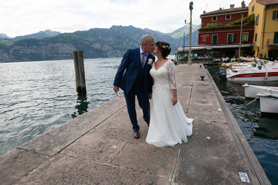 Diane and Dave in the harbour on Lake Garda 