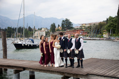 Wedding party on the Jetty on Lake Garda