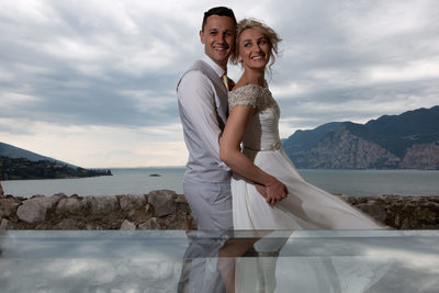 Emma & Darren with the view of Lake Garda