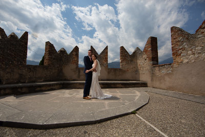 Emma and Chris on the terrace of Malcesine Castle 