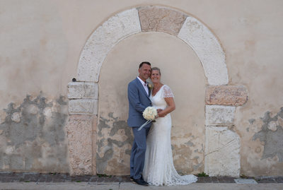 Bride and Groom in Lazise Old Town, Lake Garda