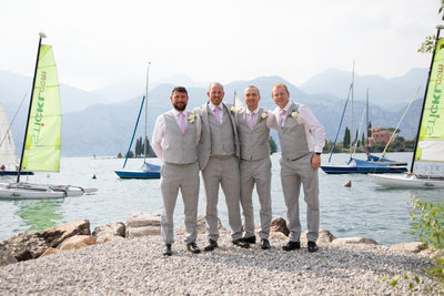 Chris and his mates at Malcesine beach, on Lake Garda