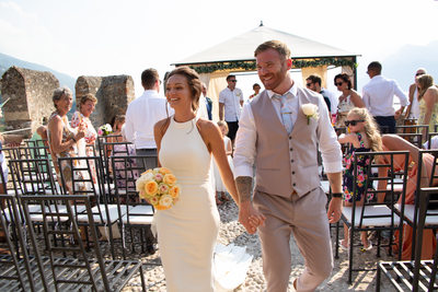 Kim & Gareth wedding Malcesine Castle, Just married