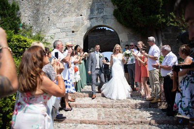 Malcesine Castle bride and groom exit