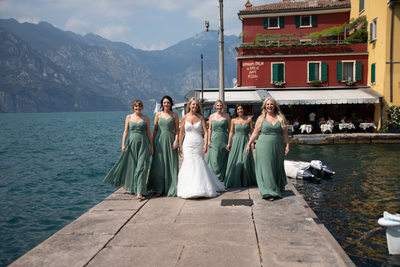 Lucy and her maids in Malcesine Harbour
