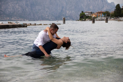 Dancing in Lake Garda as new Mr & Mrs 