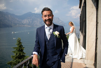 Bridal Couple and View, Weddings on Lake Garda.