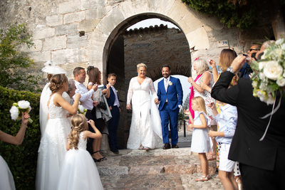 Bubble blowing for the newly weds on Malcesine Castle