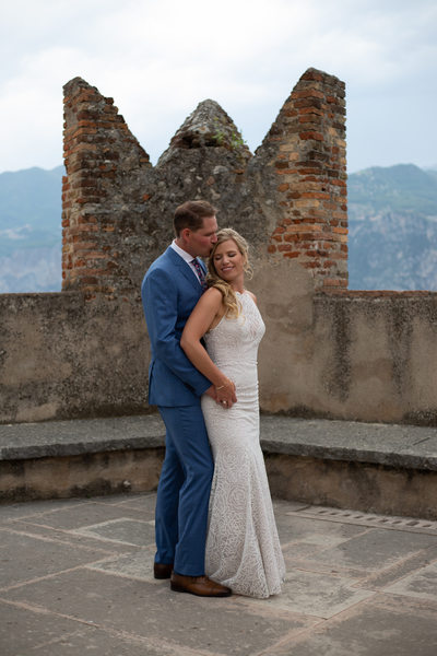 Meredith and Danny having a moment in Malcesine Castle.