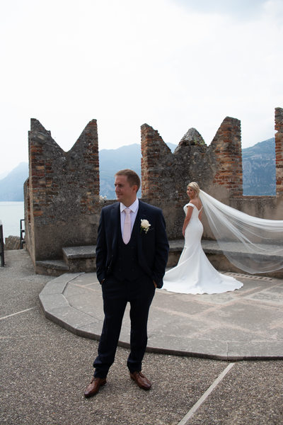 Claire and Adam Malcesine Castle Terrace, Italy