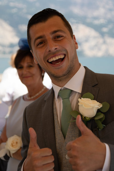 Francesco, excited to see his bride in Malcesine