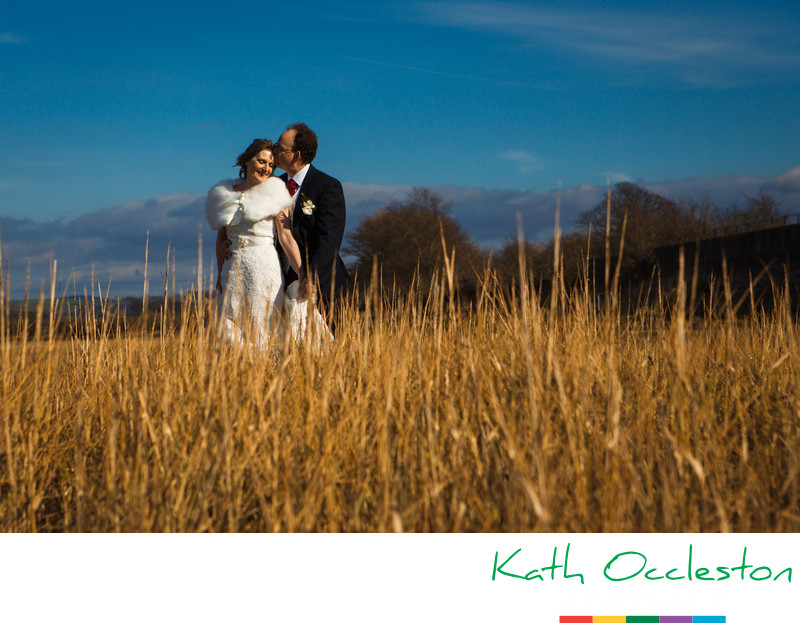 Wedding photographs at Glasson Dock salt marshes