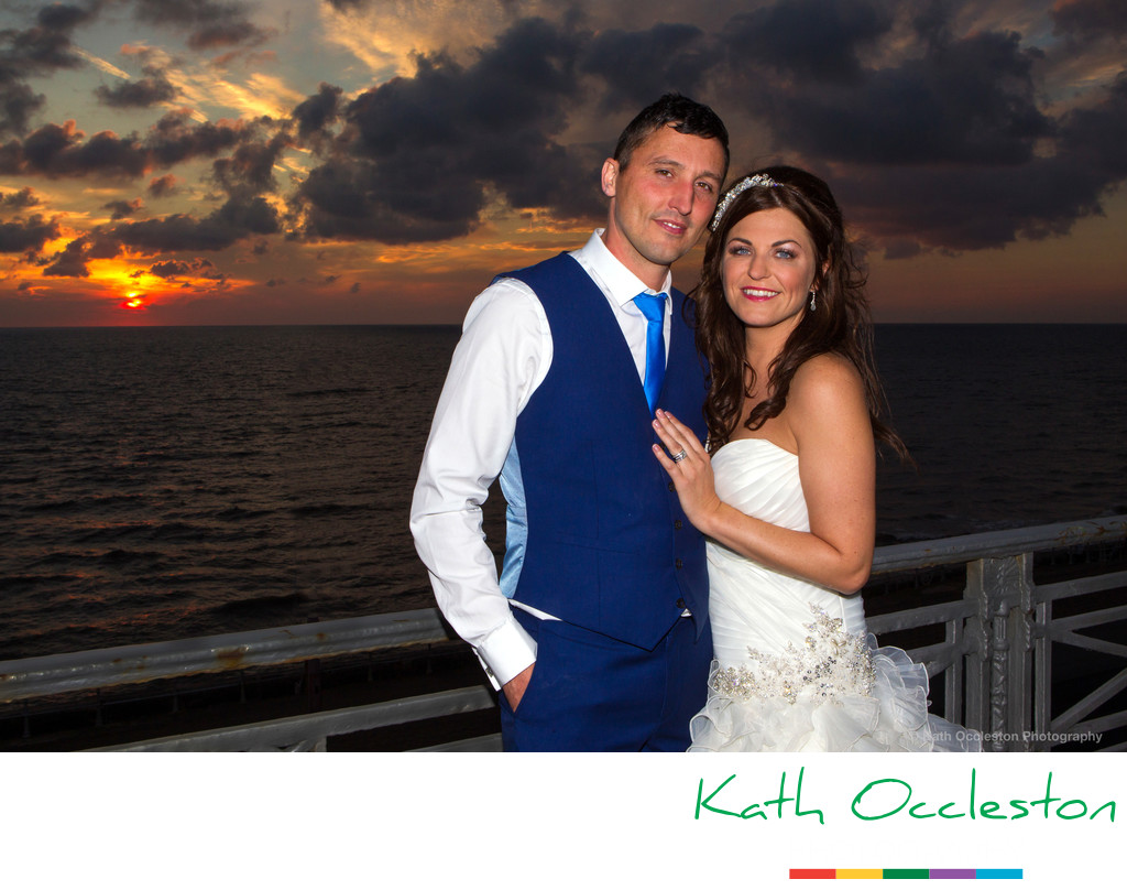Sunset wedding photography on Blackpool Promenade