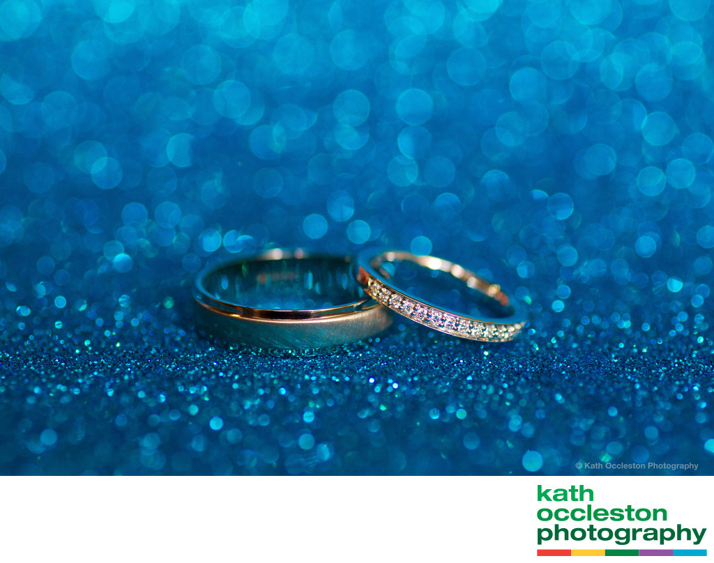 creative sparkly wedding ring photography