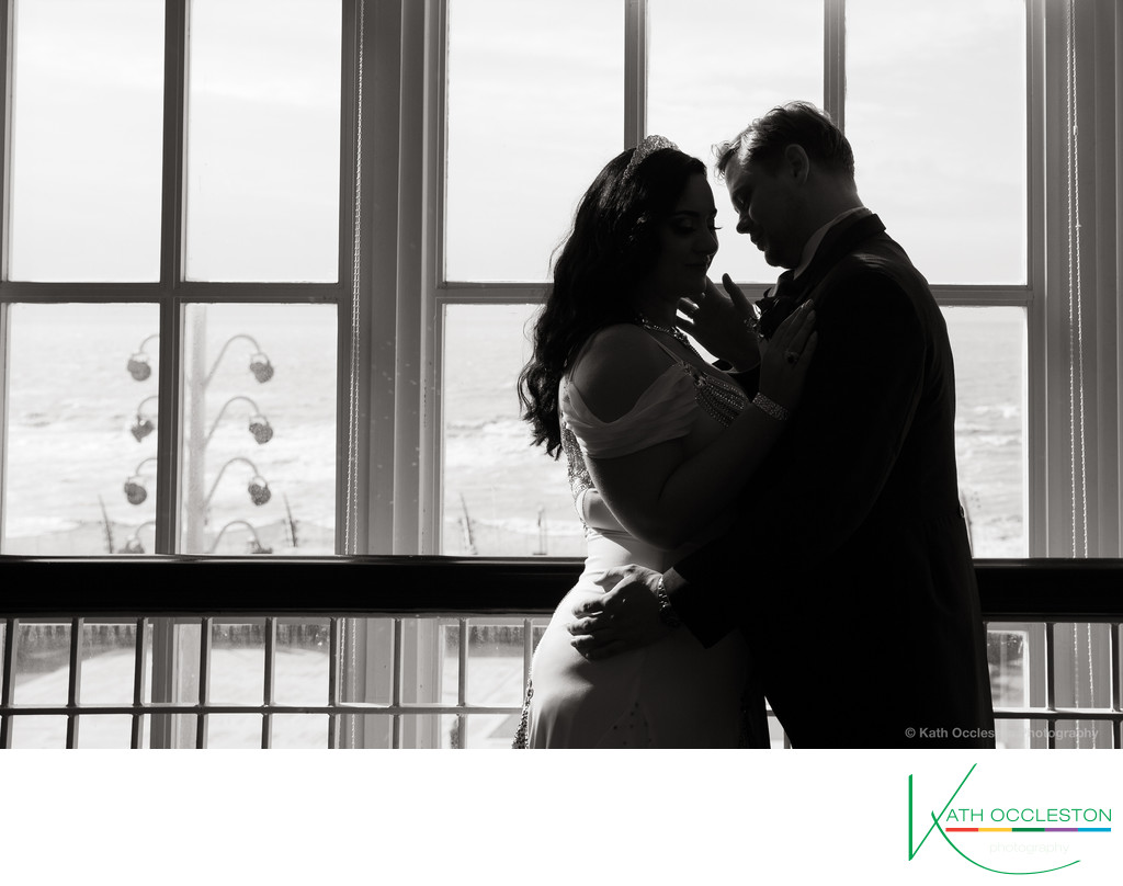 Silhouette of bride & groom in Blackpool Tower
