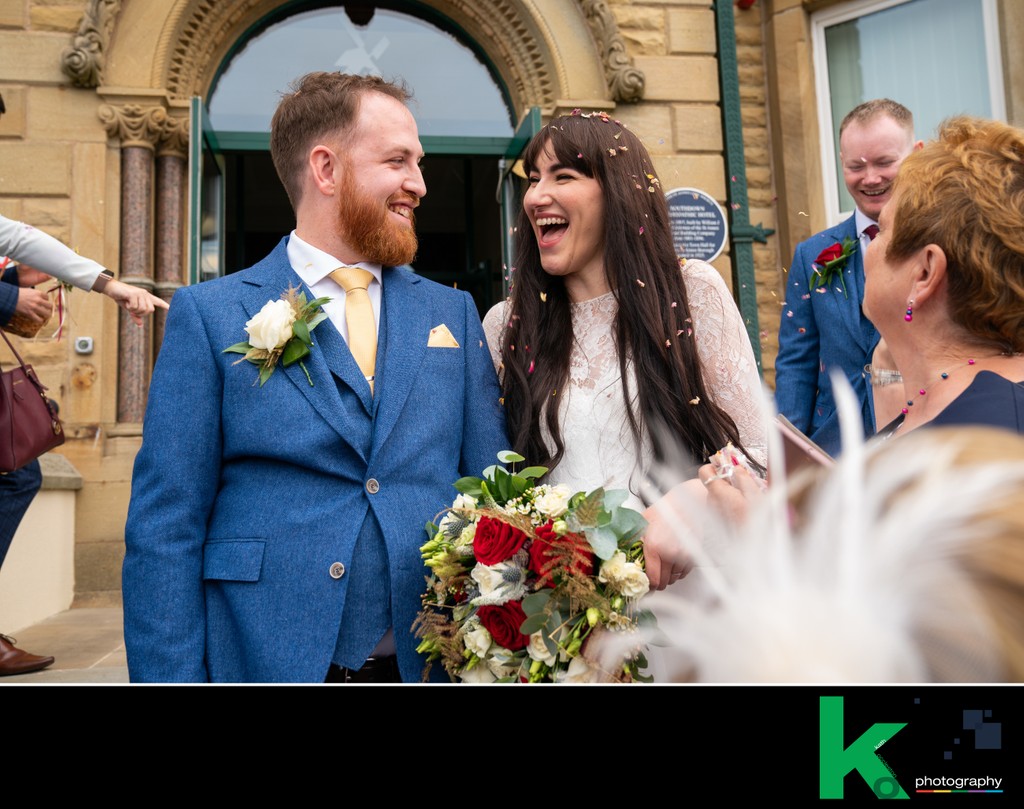 Bride & Groom at St Annes Town Hall Wedding