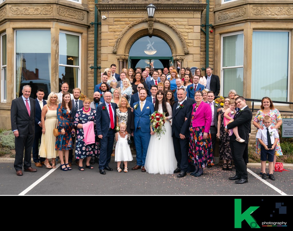 Family wedding photo at St Annes Town Hall