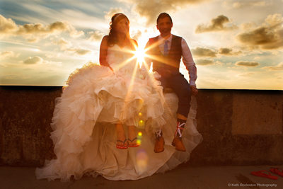 Sunset wedding photo