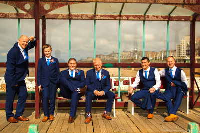 Groom and groomsmen on North Pier Blackpool