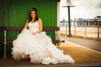 Bride on Blackpool promenade