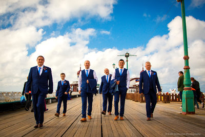 Groom and ushers on the pier, Blackpool