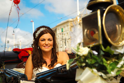 Bride in the carriage at The Wedding Chapel, Blackpool