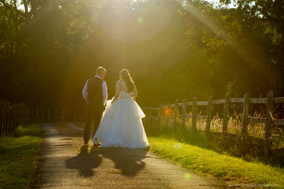 Sunset photography with bride & groom at The Villa, Wrea Green
