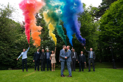 Same-sex wedding photographer at Bartle Hall, Lancashire