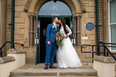 Bride & Groom outside the Town Hall, St Annes